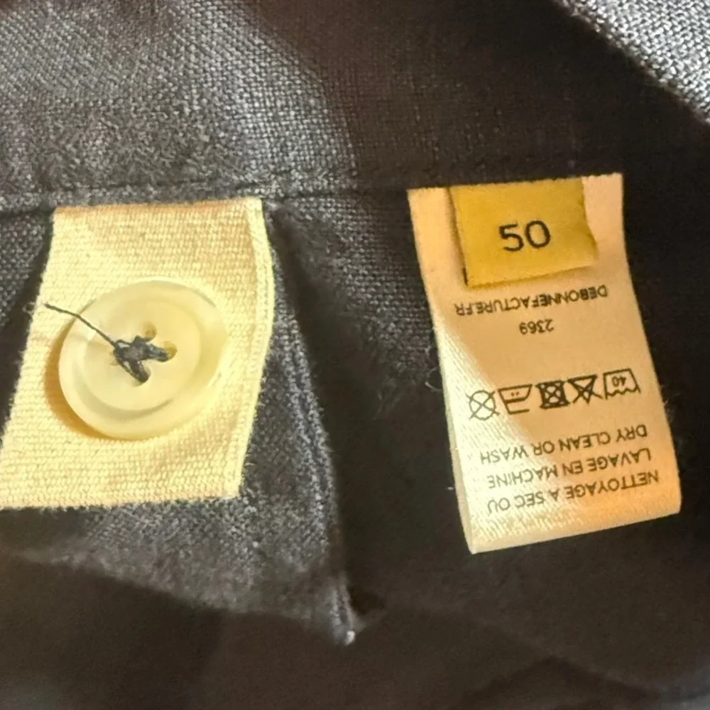 De Bonne Facture Navy 100% Linen Easy Trousers Made in France Men Sz 50 US 34